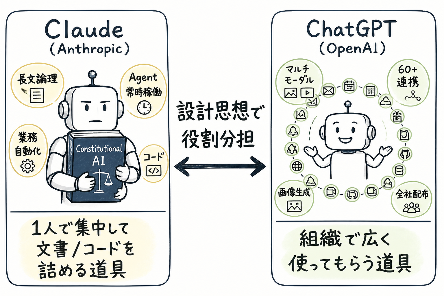 Claude vs ChatGPT 設計思想の違い