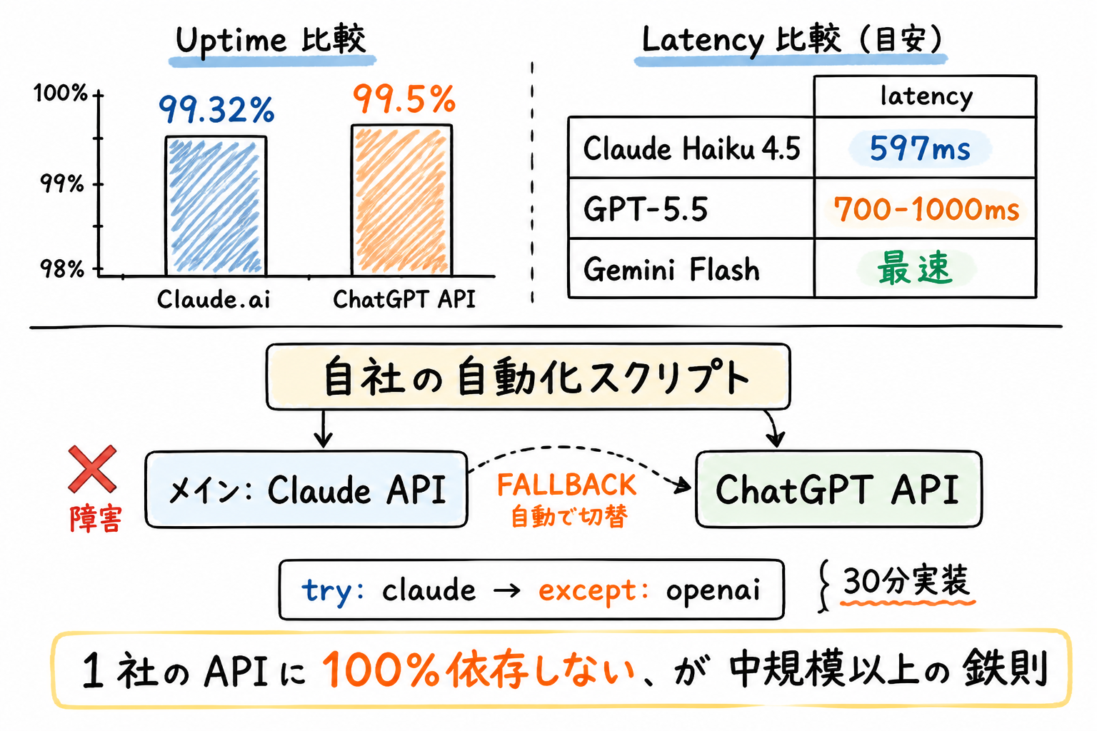 Uptime + Latency + 2系統 fallback 構成